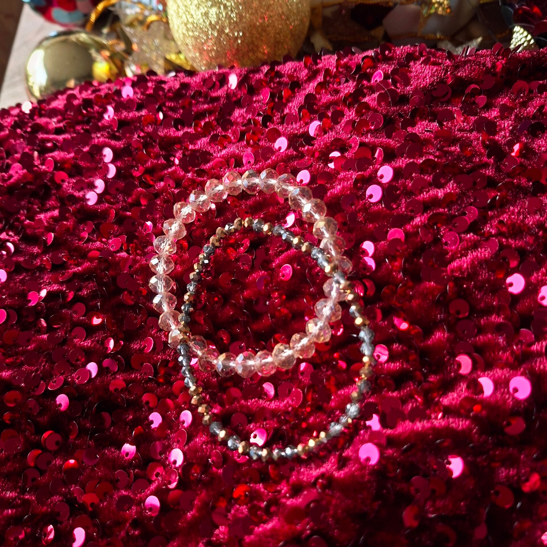 Setje armbandjes roze/bruin