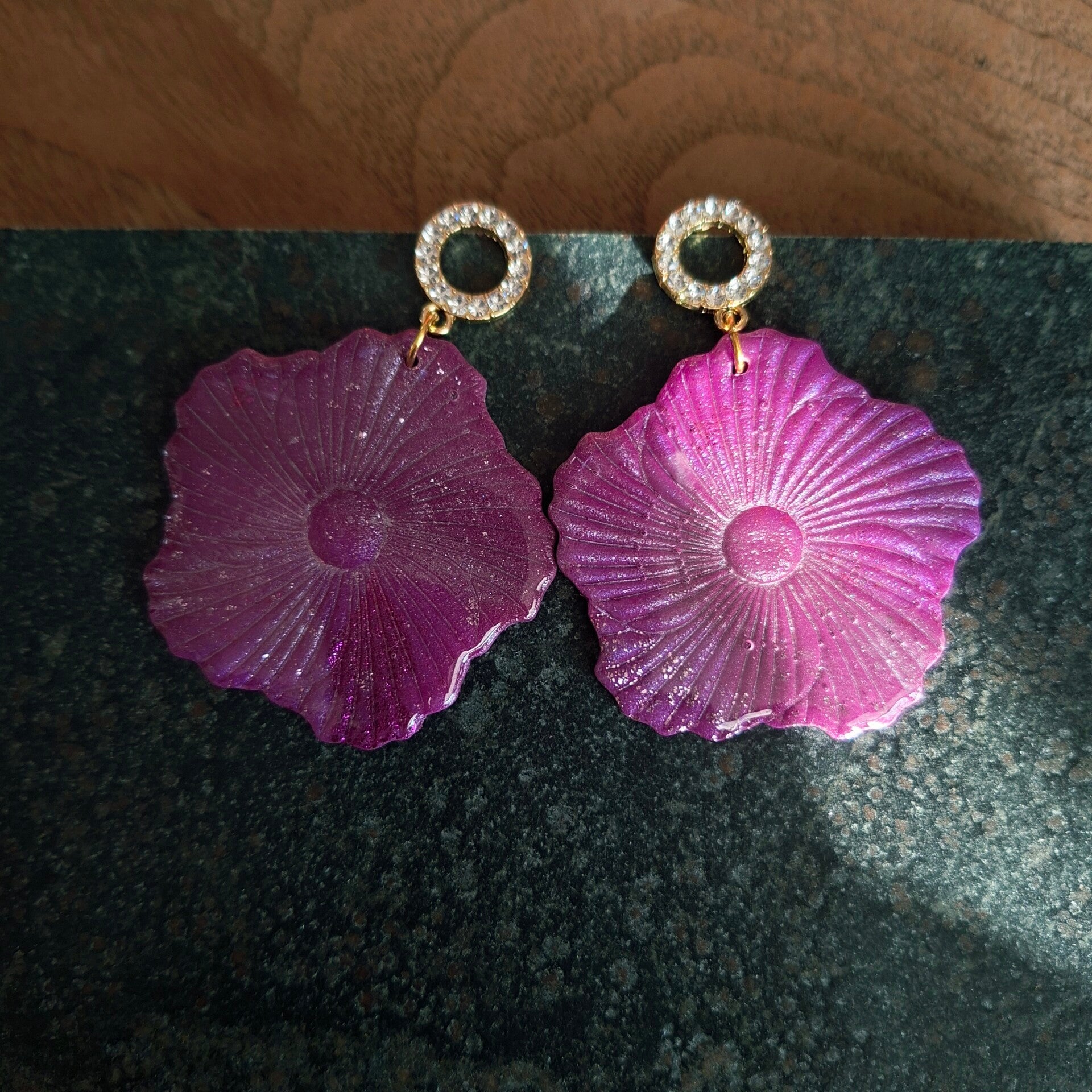 Oorbel Hibiscus strass