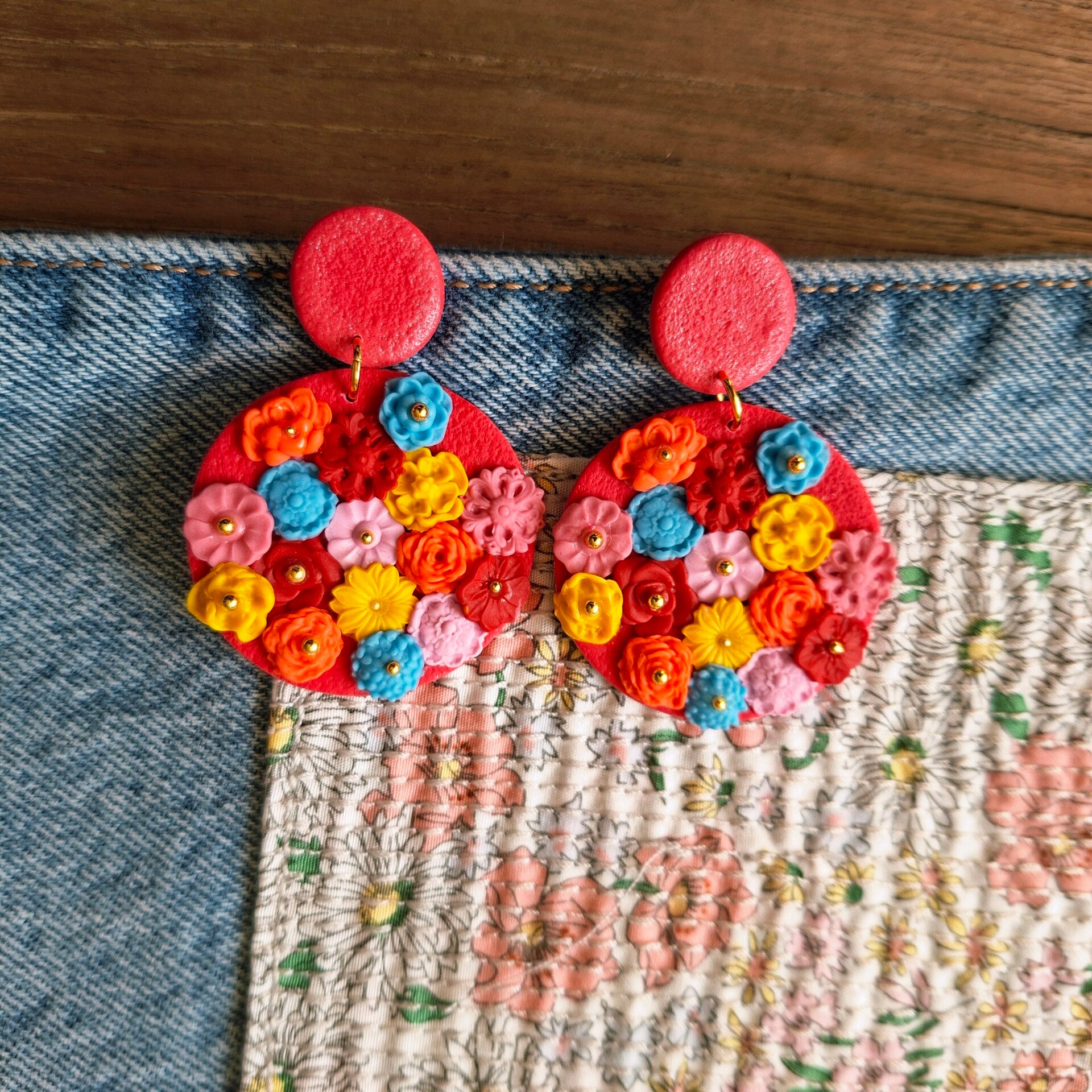 Bloemenzee oorbel framboos