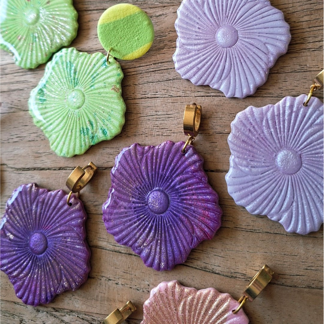 Oorbel Hibiscus paars