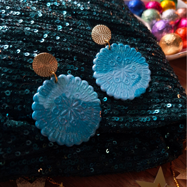 Oorbel kerstkoekje IJsblauw