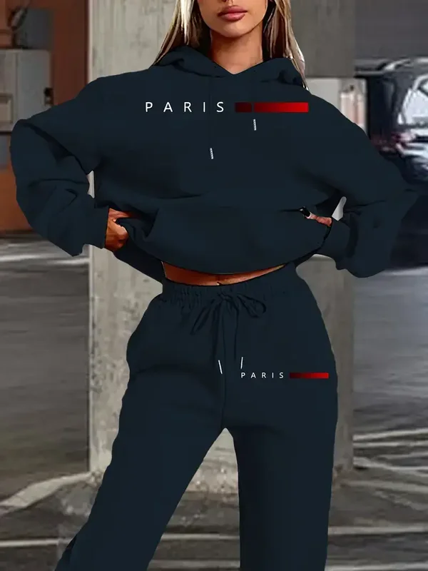 2024 Chic Women's Paris-Inspired Hoodie & Jogger Set