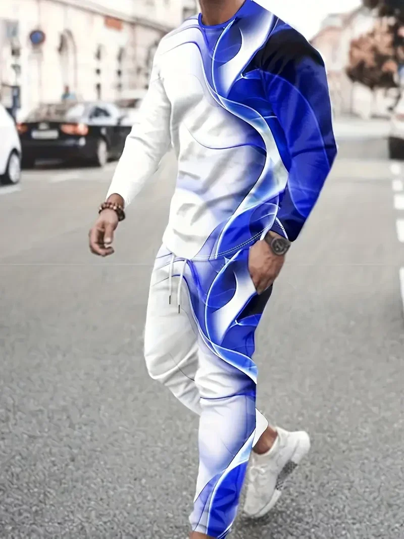 3D Men'S Fashion Trend Hoodie 2pcs Set