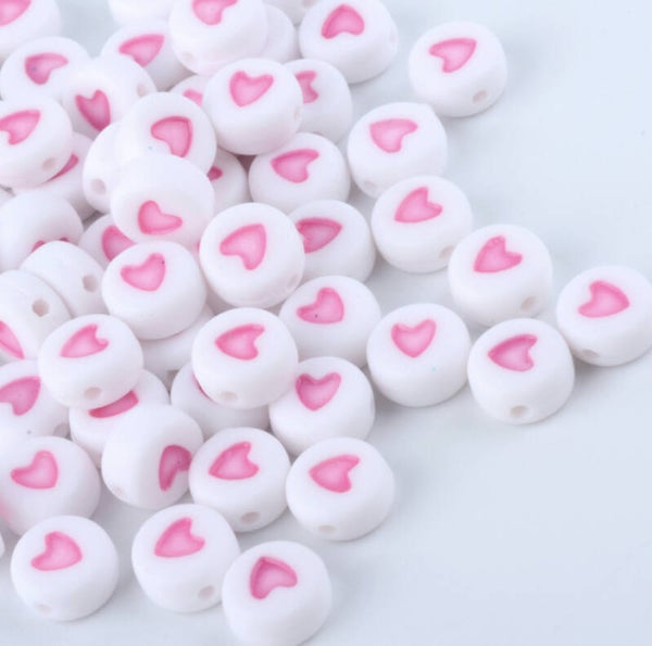 Hartjes kralen roze