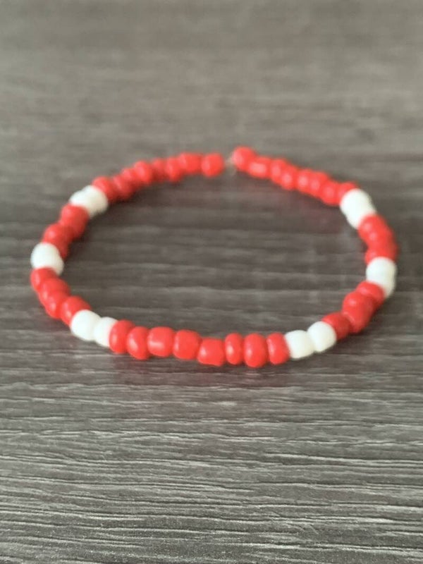 Armband rood met wit
