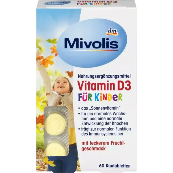 Mivolis Vitamine D3 voor kinderen, kauwtabletten 60 stuks, 51 g