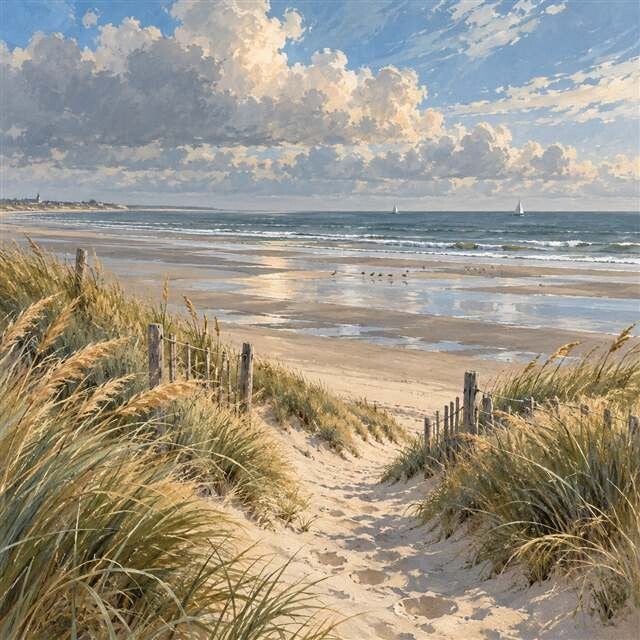 Illustration d’un chemin dans les dunes vers la plage