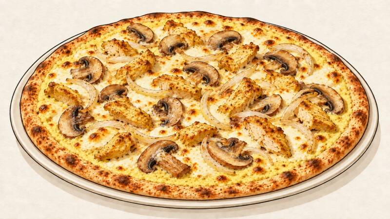Illustration of the Curryeuse pizza