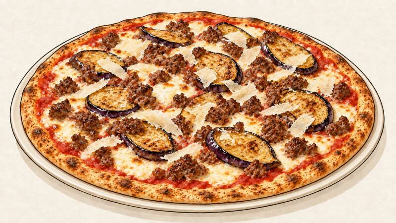 Illustration of the Parmigiana pizza