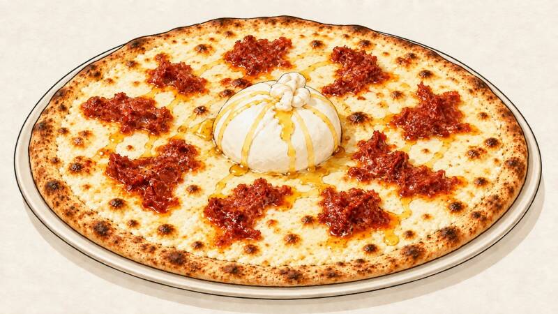 Illustration of the Spicy & Sweet pizza