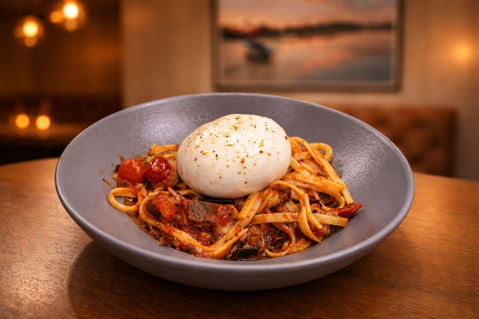 Tagliatelles légumes et Burrata à l'Alcyone Fort-Mahon
