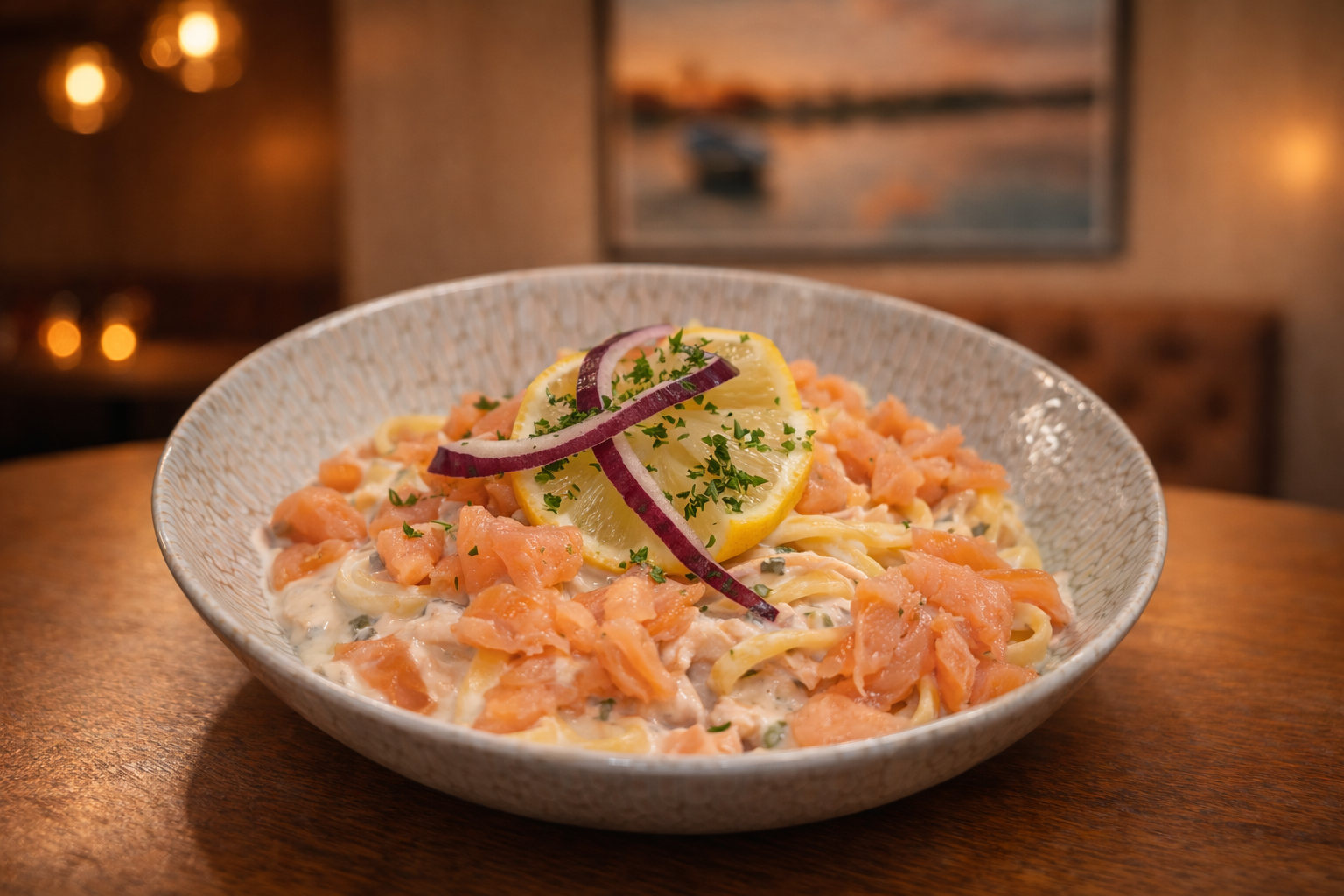 Tagliatelles aux Deux Saumons à l'Alcyone Fort-Mahon