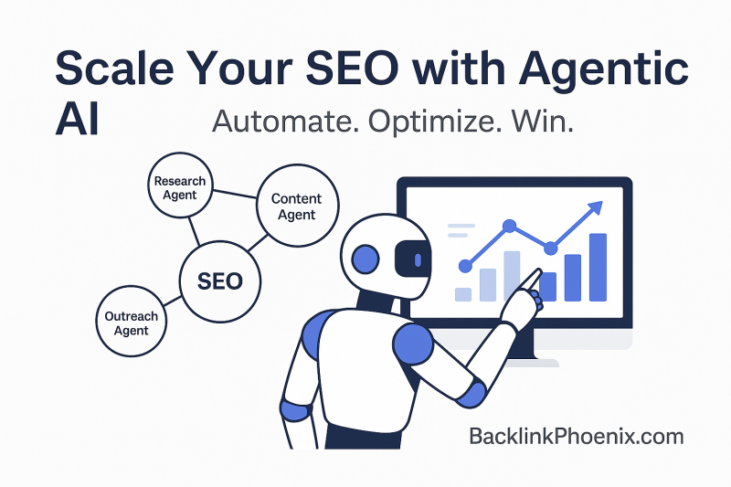 Agentic AI SEO automation Backlink Phoenix strategy graphic