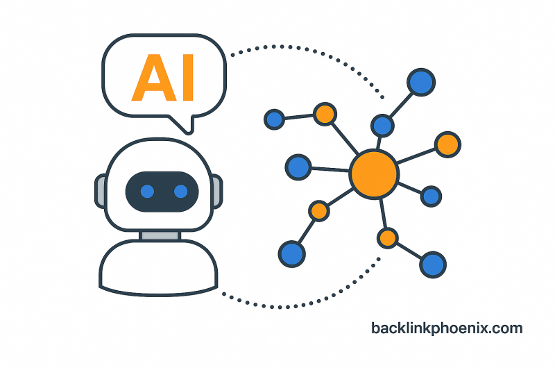 Backlink Phoenix illustration – AI technology supporting quality backlink building