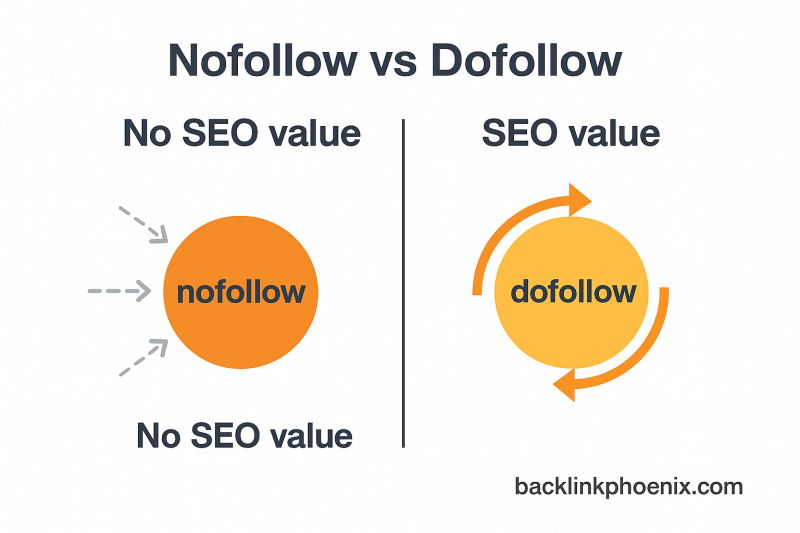Backlink Phoenix diagram explaining difference between NoFollow and DoFollow backlinks