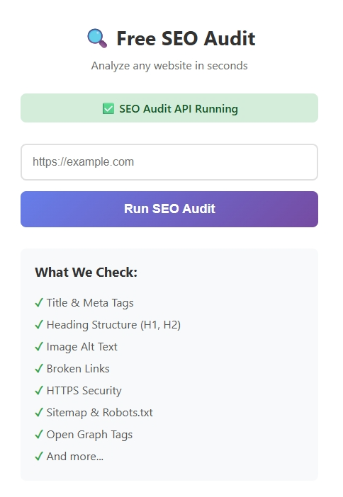 SEO for AI Guide 2026 Backlink Phoenix Free SEO audit banner