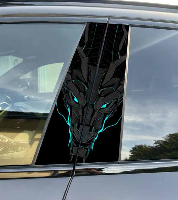 Premium Vinyl Car Pillar Wrap – Stylish & Durable B-Pillar Decal Cyber Dragon