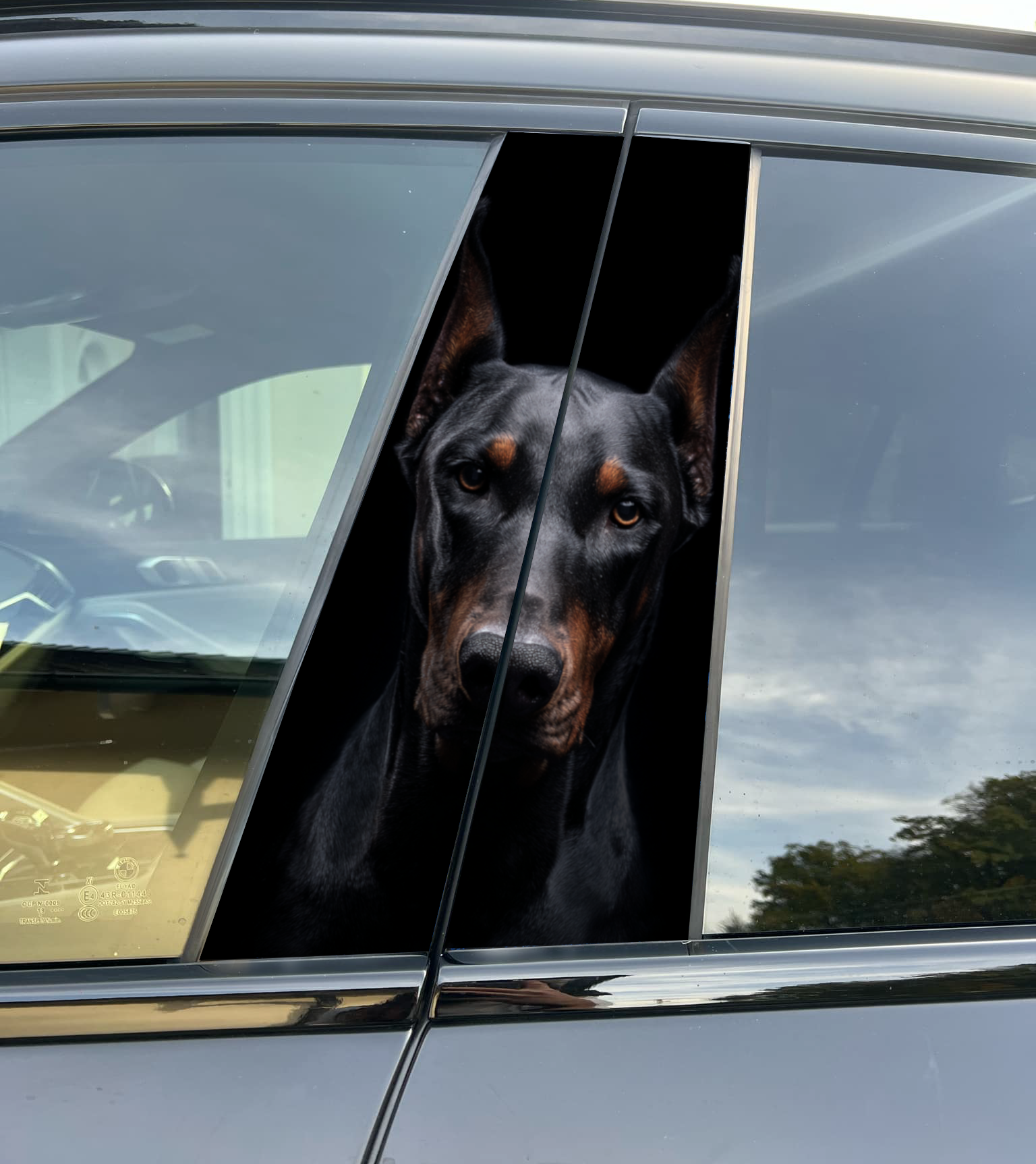 Premium Vinyl Car Pillar Wrap Stylish & Durable B-Pillar Doberman