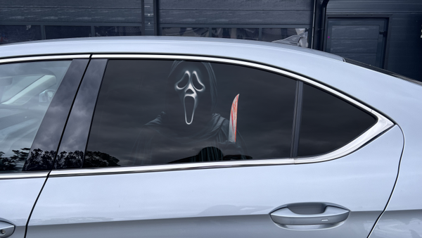 Car Window One Way Vision Sticker | Custom Vinyl Decal for Rear & Side Windows | Unique Car Styling Ghostface