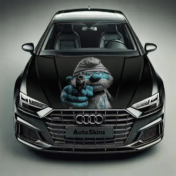 Premium Car Hood Wrap – Custom Design – Gloss/Matte– Easy Install Papa Smurf