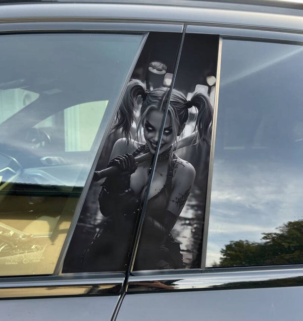 Premium Vinyl Car Pillar Wrap – Stylish & Durable B-Pillar Harley Quinn B