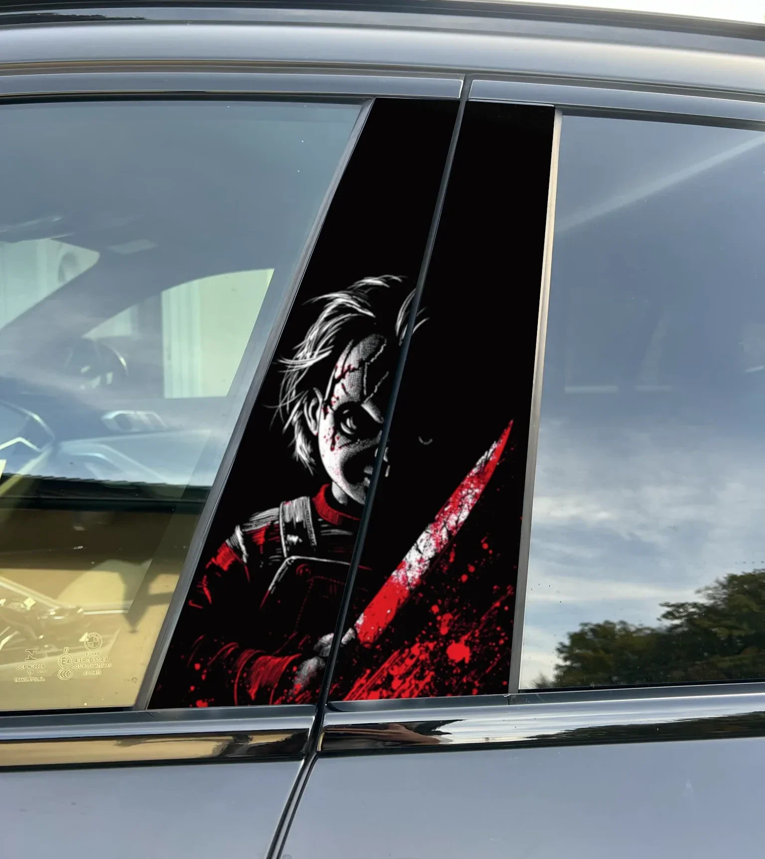 Premium Vinyl Car Pillar Wrap – Stylish & Durable B-Pillar Bride of Chucky Doll