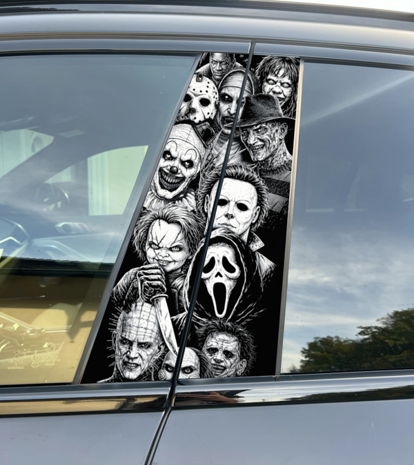 Premium Vinyl Car Pillar Wrap – Stylish & Durable B-Pillar Horror Icons