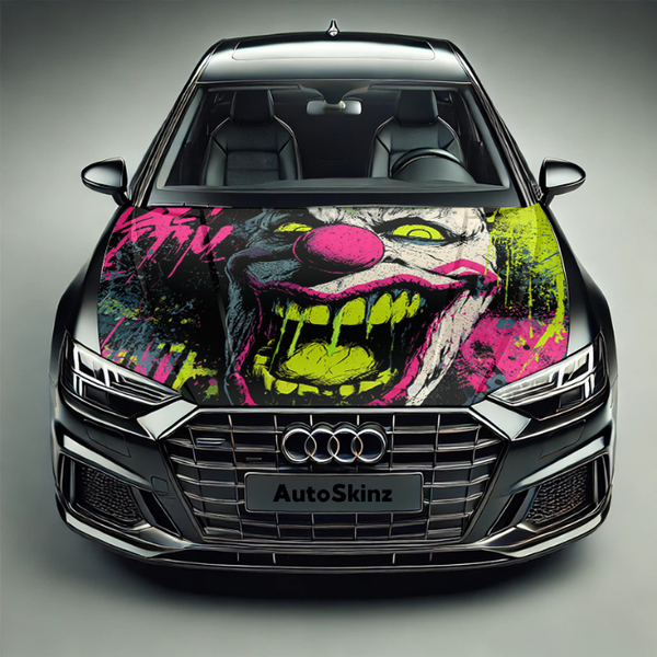 Premium Car Hood Wrap – Custom Design – Gloss/Matte – Easy Install Clown
