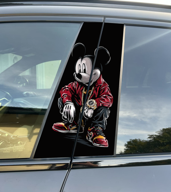 Premium Vinyl Car Pillar Wrap – Stylish & Durable B-Pillar Decal Mickey Mouse Drip