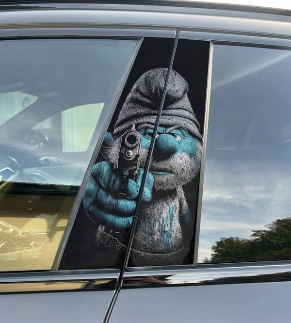 Premium Vinyl Car Pillar Wrap – Stylish & Durable B-Pillar PAPA Smurf