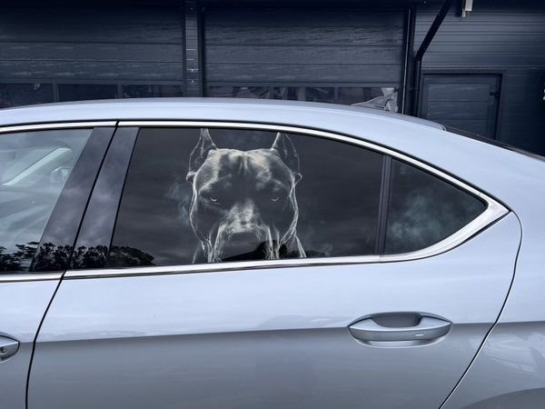 Car Window One Way Vision Sticker | Custom Vinyl Decal for Rear & Side Windows | Unique Car Styling Pitbull