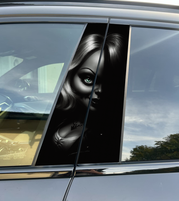 Premium Vinyl Car Pillar Wrap – Stylish & Durable B-Pillar Bride of Chucky Tiffany
