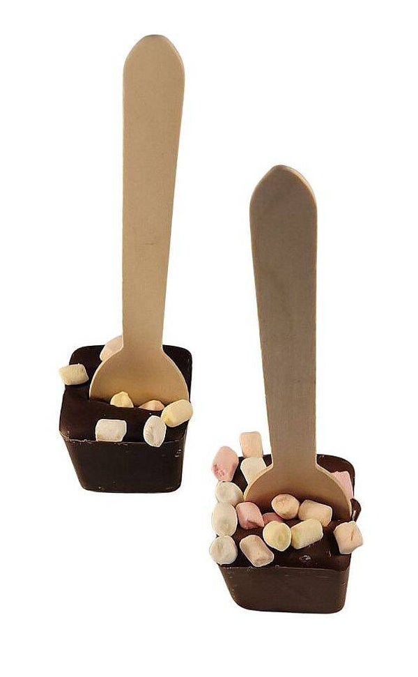 Chocolade lepel - melkchocolade - 2 delig, met marshmallows