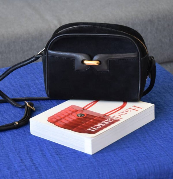 Delvaux vintage crossbody suède zwart