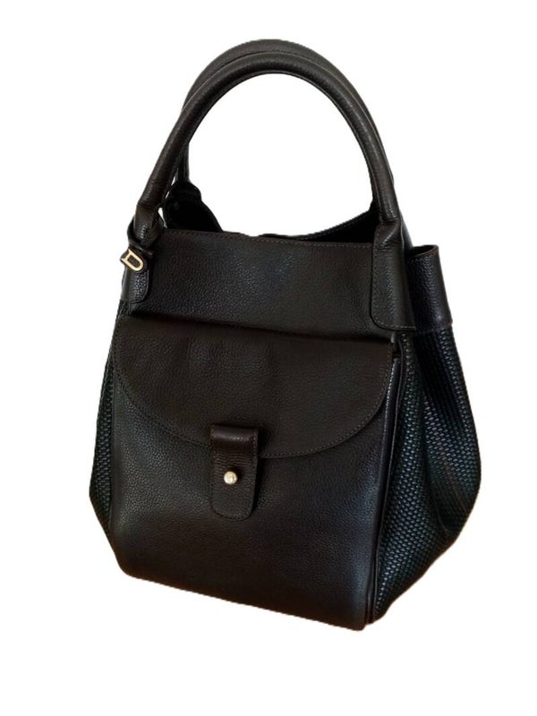 Delvaux Belon met toile de cuir donker bruin