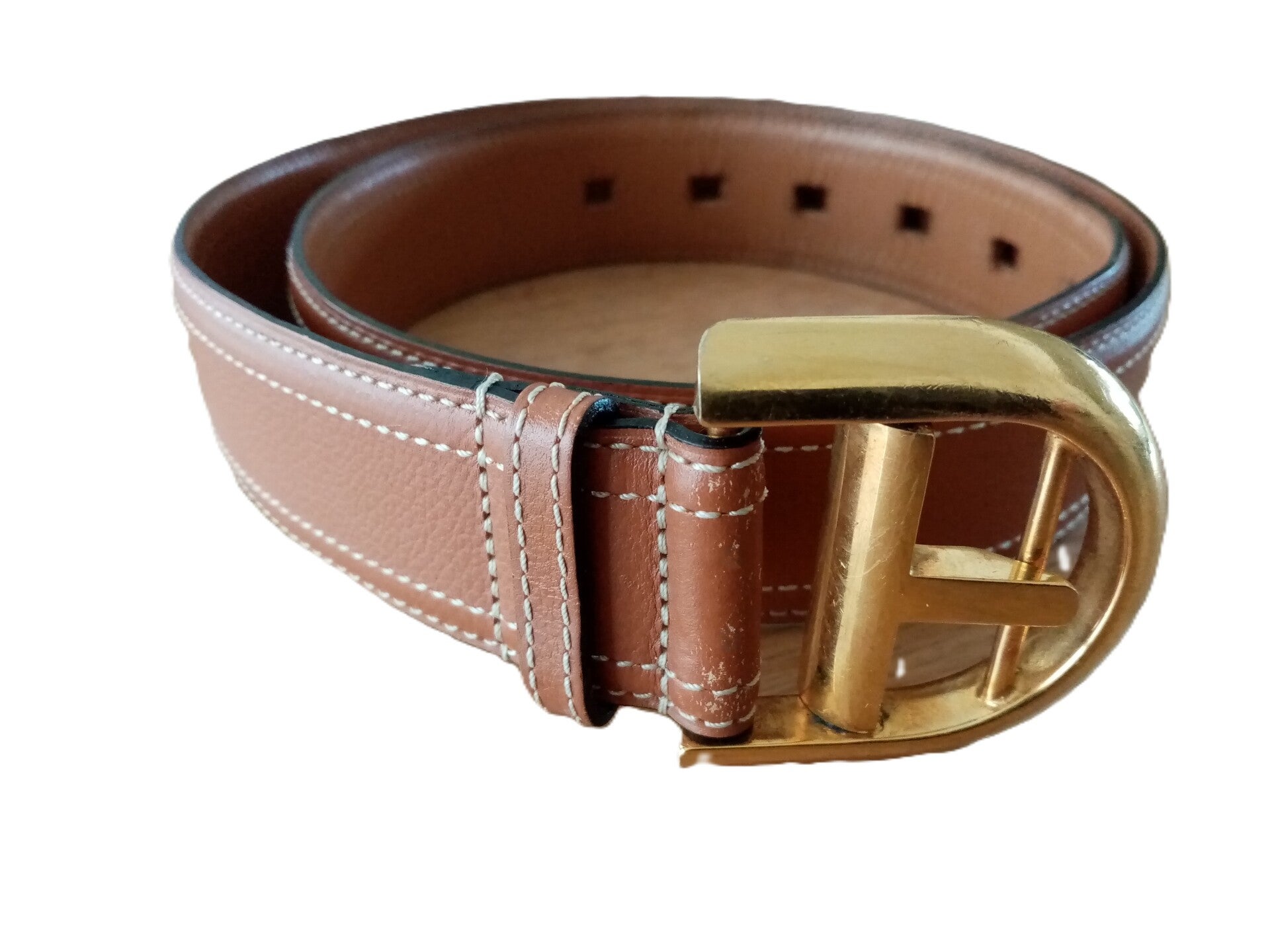 Delvaux riem in bruin leer - maat 75