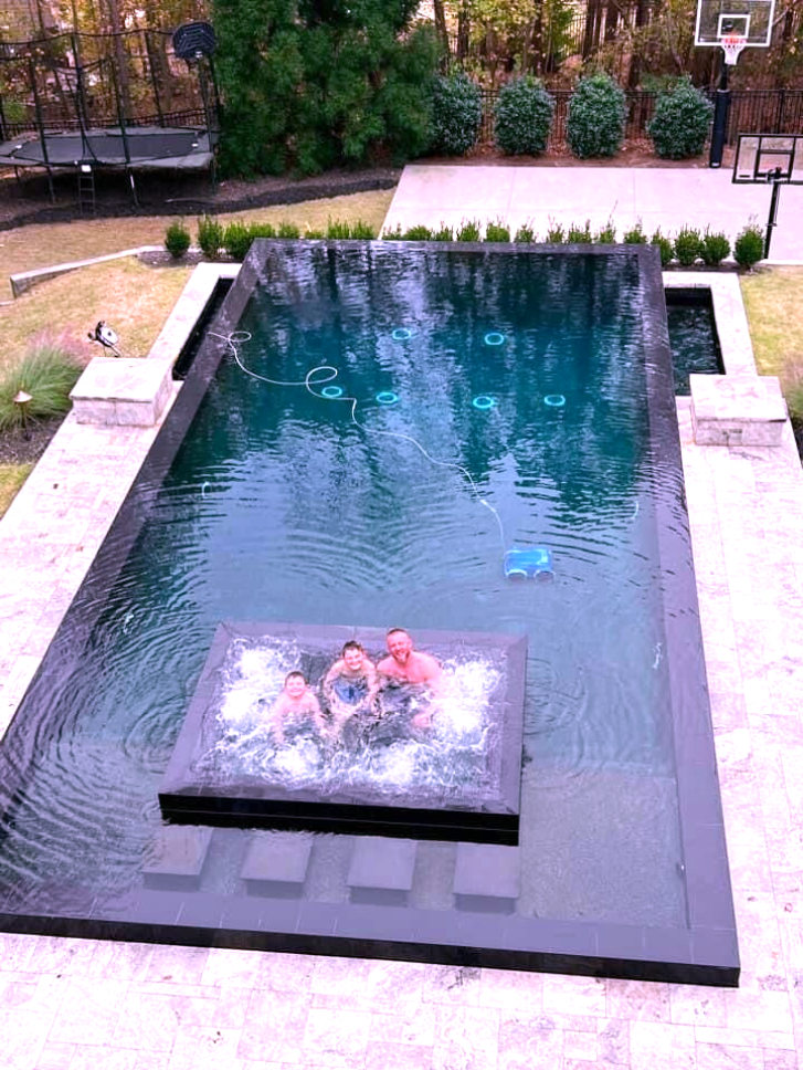 Aluminum Swimming Pool (H4' to H5' x W10' x L32') and Hot tub (5'x5')