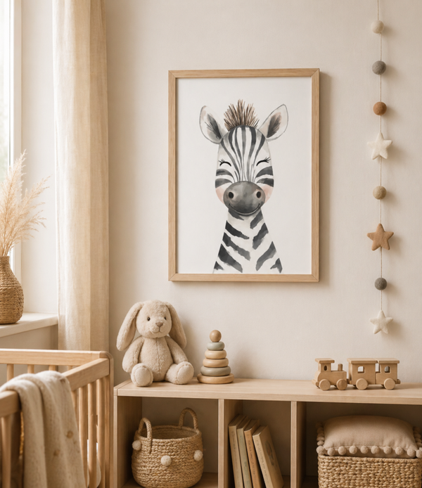 Kinderkamerposter | Diertjes | Portret | Zebra