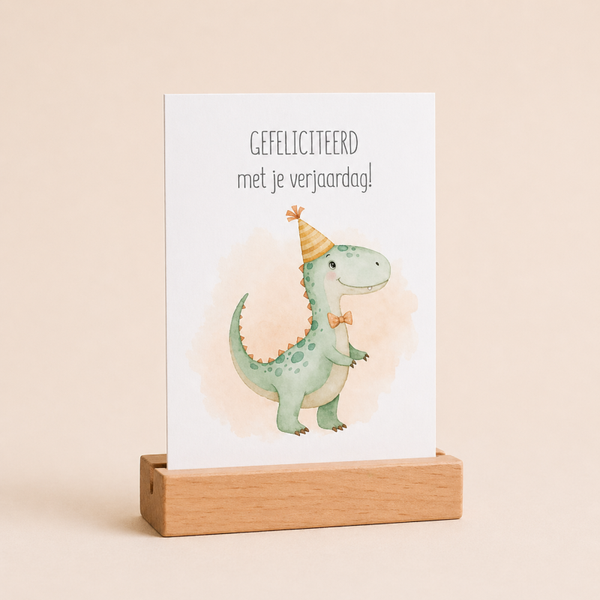 Wenskaart | Verjaardag | Dino hoedje