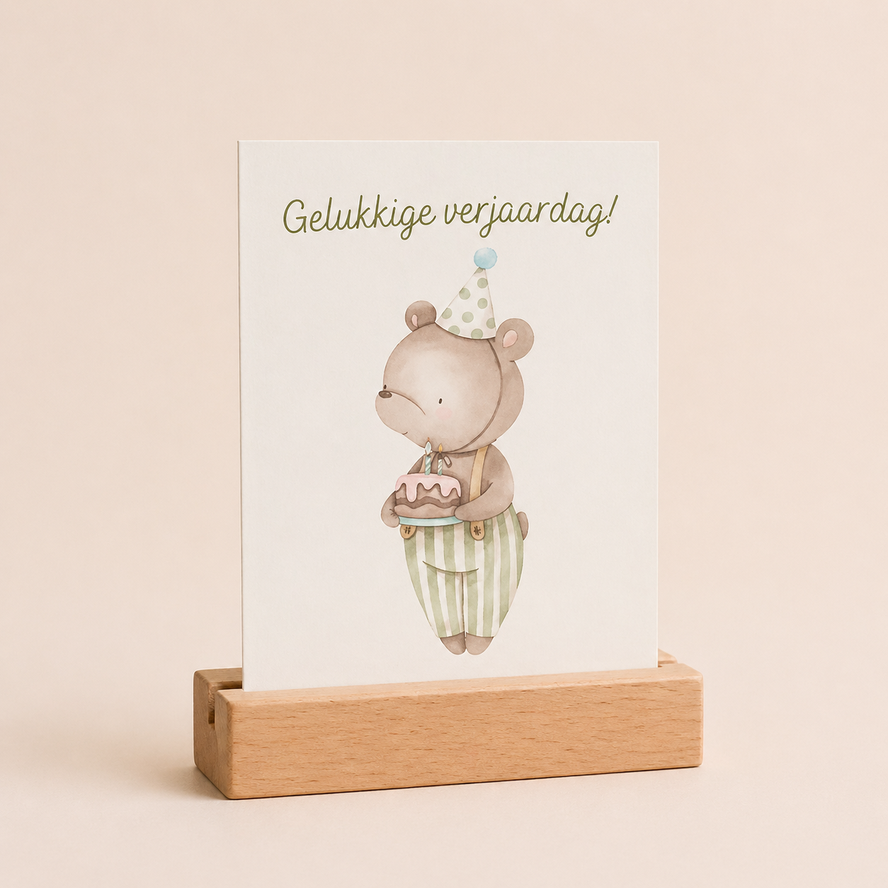 Wenskaart | Verjaardag | Beertje met taart