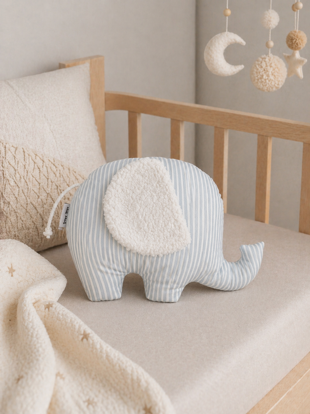 Geboorteknuffel | Handgemaakt | Olifant blauw gestreept