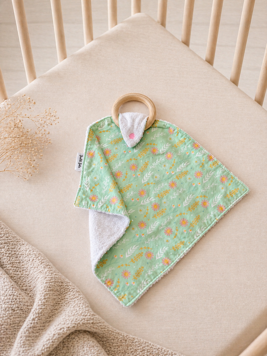 Geboorte | Knuffeldoekje | Wildbloempjes muntgroen