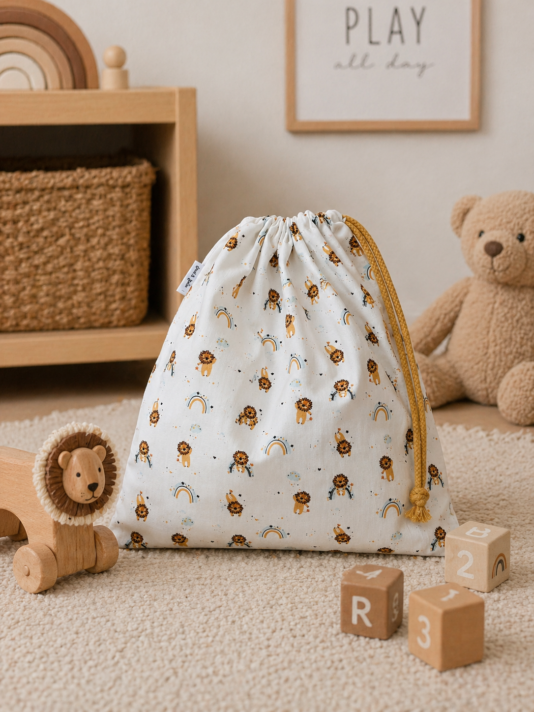 Opbergzakjes | Handgemaakt | Leeuwtjes licht