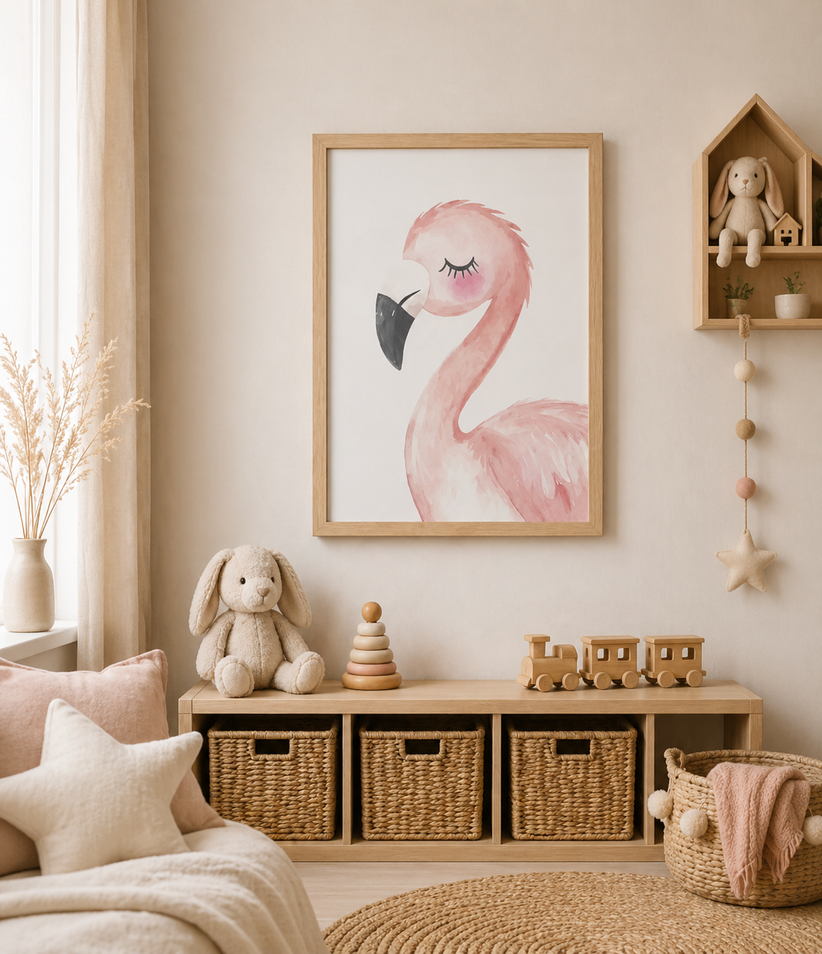 Kinderkamerposter | Diertjes | Portret | Flamingo