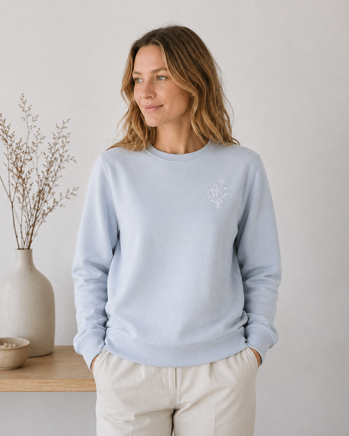 WildFlower Collectie | Trui | Zacht lichtblauw