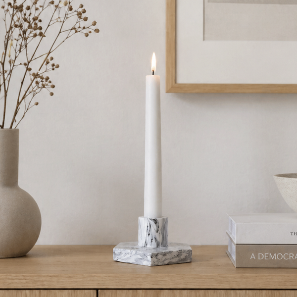 Home decor | Kaarshouders | Zeshoek | Grijs gemarmerd