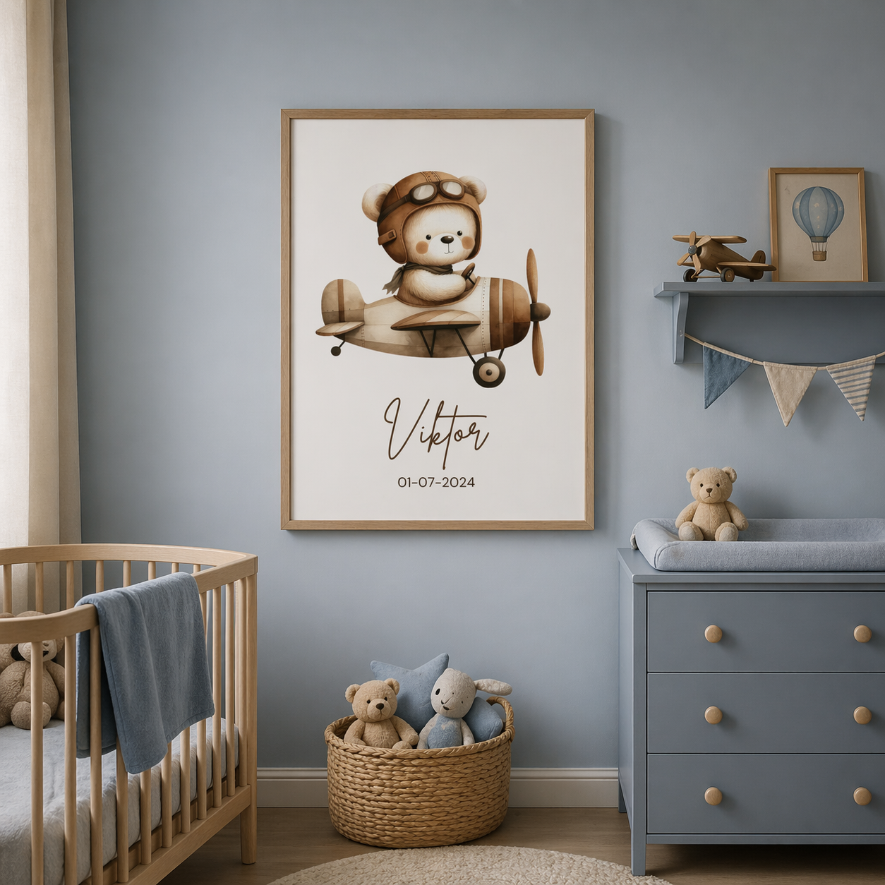 Geboorte kamerposter | Beertje vliegtuig