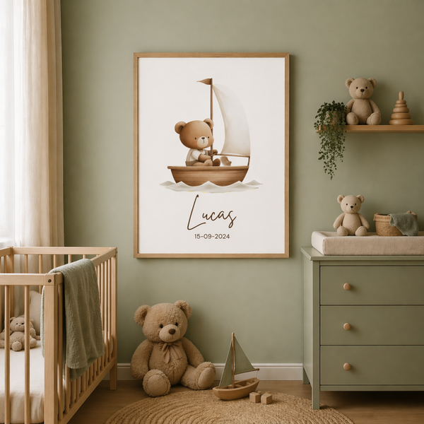 Geboorte kamerposter | Beertje zeilboot