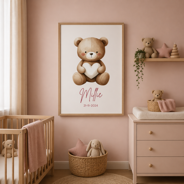 Geboorte kamerposter | Beertje wit hartje