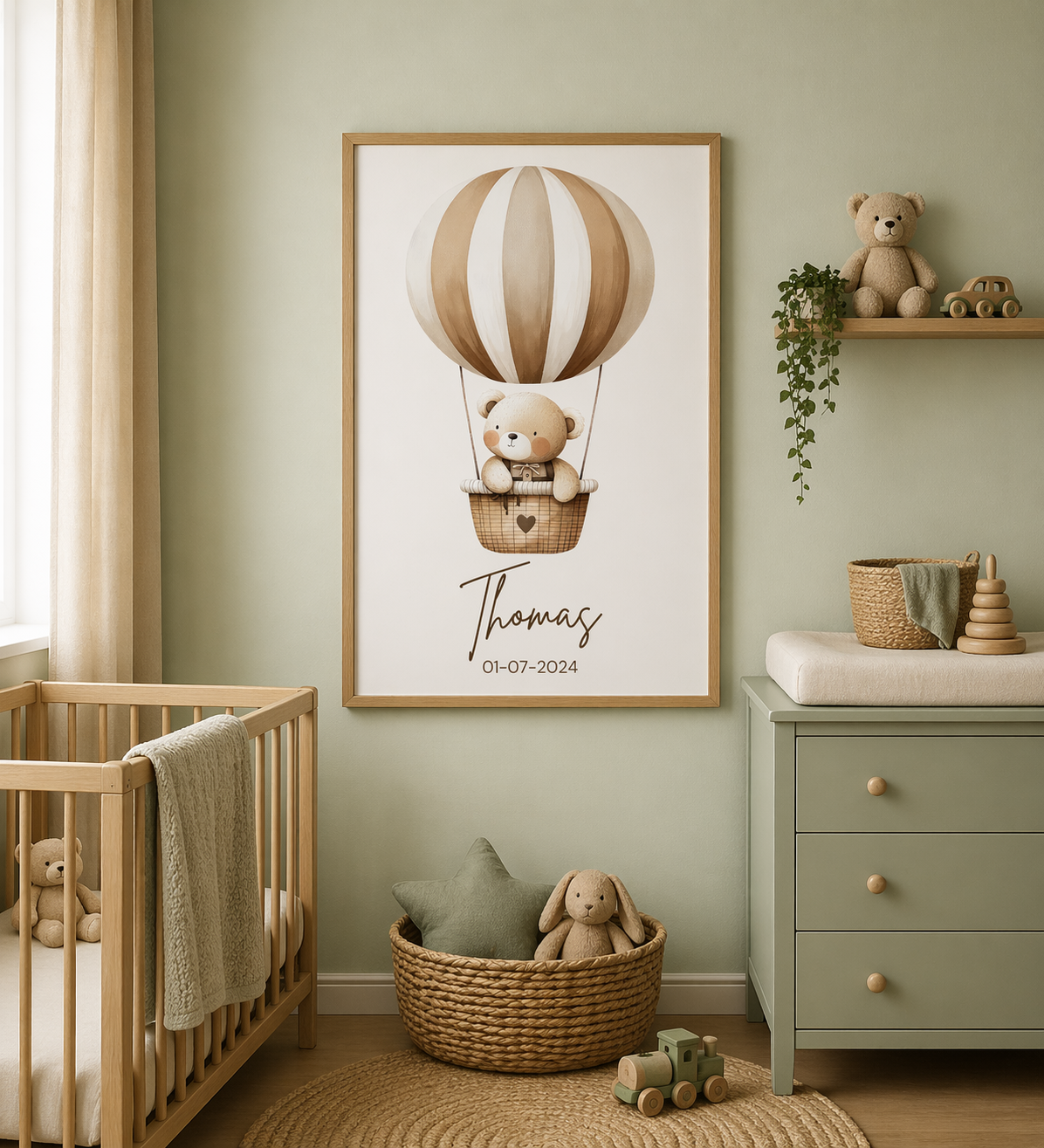 Geboorte kamerposter | Beertje luchtballon